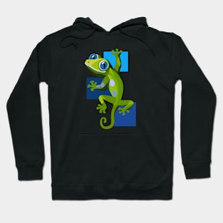 Green Gecko With Blue Eyes Hoodie